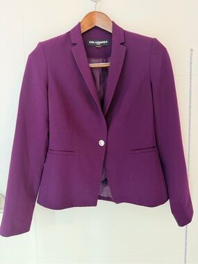 NWOT Karl Lagerfeld Plum Single-Button Tailored Blazer